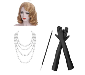 Ecoparty 1920s Flapper Dress Accessories Retro Party Props GATSBY <span class=keywords><strong>CHARLESTON</strong></span> Pearl Necklace Smoke Rod Glove Set Vintage Wig - Product Image 2