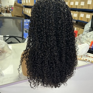 Perruque frontale Super Double Drawn Pixie Curl 13*4 en dentelle, 100% cheveux humains, couleur noir naturel, perruque Pixie sans colle, pleine densité - Product Image 4