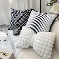 Fabricant en gros commande moderne de luxe noir et blanc motif géométrique tissu doux taie d'oreiller anti-acariens anti-poussière