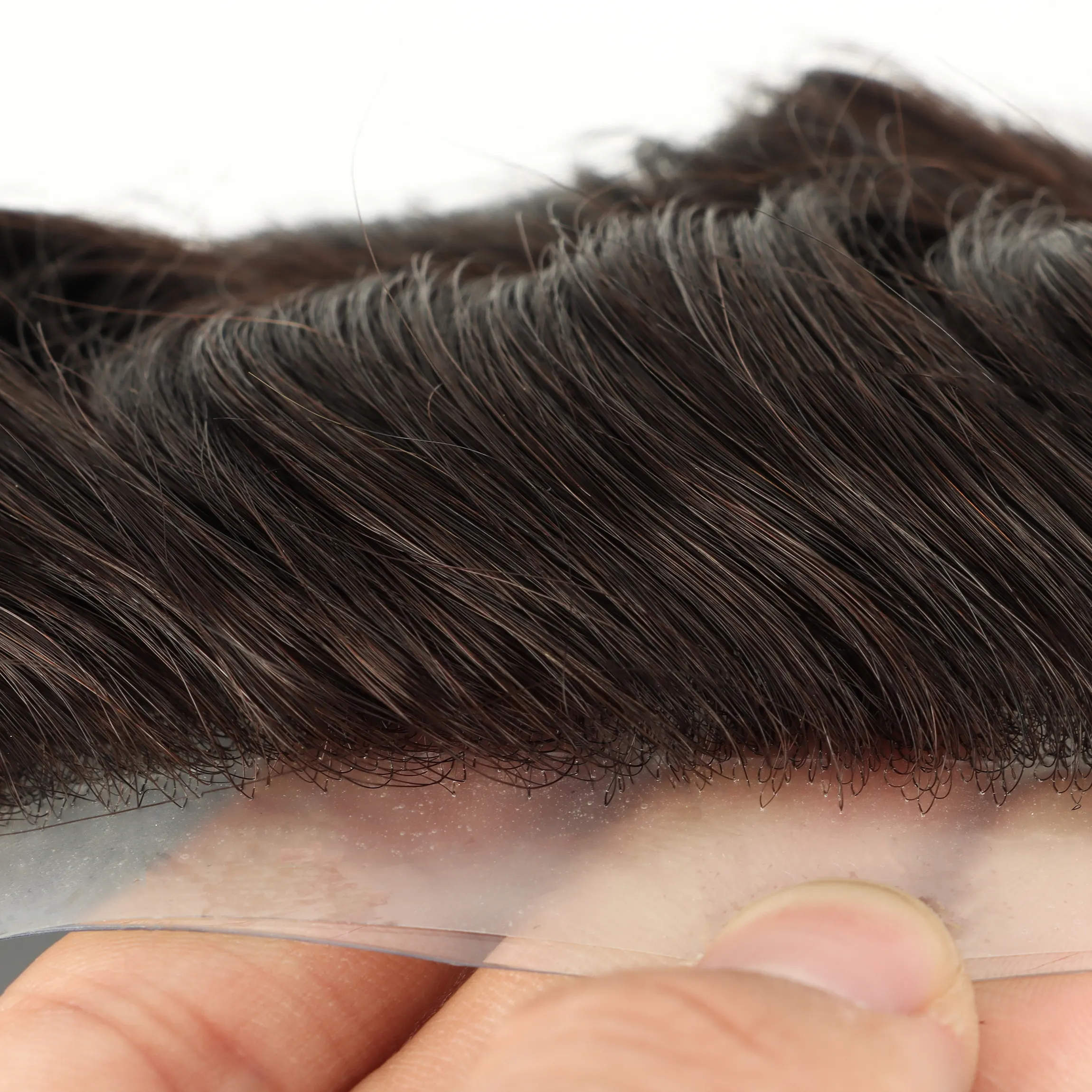 ऑस्ट्रेलिया टौपी लेस पतली त्वचा पीयू लगभग 8*10 इंच पुरुषों के लिए भारतीय मानव बाल कृत्रिम अंग