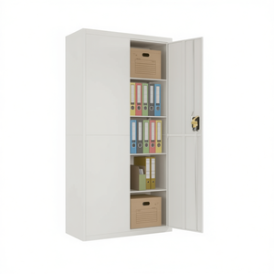 White Powder Coated Steel <b>Filing</b> Cabinet With Key Lock Office <b>Storage</b> Unit - Product Image 1