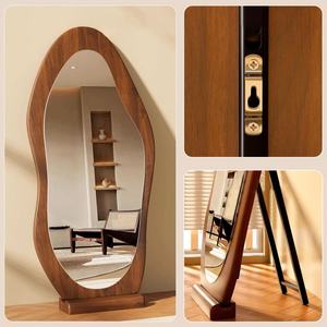 Espejo de Piso Irregular con Marco Ondulado Creativo para Decoración del Hogar Moderno, Espejo de Maquillaje de Alta Definición - Product Image 3