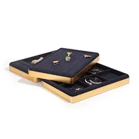 Benutzer definierte Gold Acryl Dish Showcase Halter Ringe Dekor Trinke Leather Store Organizer Set Schmuck Display Tablett für Schmuck
