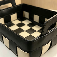 Panier de rangement de luxe en cuir PU écologique et durable, organisateur polyvalent pour bureau, entrée, coiffeuse, et pour ranger des collations