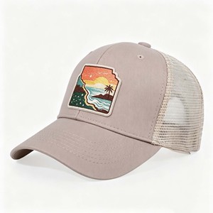 Gorra Trucker de 5 Paneles con Visera Curva, Bordado 3D Personalizado con Foto, Verde y Azul, Malla de Terciopelo, Estilo Hip Hop para Uso Casual en la Playa - Product Image 3