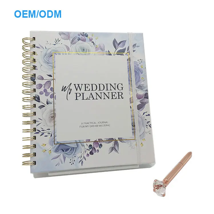 8*10 Inch Luxe Aangepaste Spiraal A4 Weddingplanner Journal Organisator Bruiloft Gastenboek Afdrukken