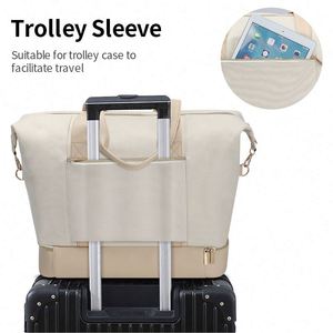 Bolsa de lona impermeable de nailon con logotipo personalizado de fábrica BSCI, organizador de viaje, bolsa de lona de fin de semana para mujer - Product Image 6