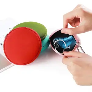 Carteira de Neoprene personalizada para crianças, bolsa pequena redonda e portátil para compras, porta-copos USB com chave para fones de ouvido, bolsa para cartão