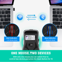 Ratón Óptico Inalámbrico Recargable BT 5.0 + 2.4G con Retroiluminación de 6 Botones y 7 Colores RGB, Ergonómico, Silencioso, para Juegos, para Ordenador Portátil, PC, Oficina