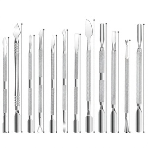 Stainless Steel Dual-End <b>Nail</b> Cuticle Pusher Set Reusable Manicure <b>Tool</b> Kit Double Head Design - Product Image 1