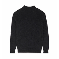 Pull-Over en Mohair pour Homme Noir à Manches Longues et Col Rond, Motif Jacquard, Logo Personnalisé en Gros OEM & ODM AiNear