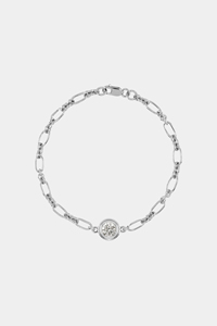 14K 18K Gold Chain Bracelet Geometric Link <b>Bangle</b> for Women Gift Party Jewelry A round bezel <b>set</b> diamond pendant, - Product Image 2