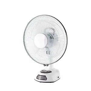 Rechargeable 12-inch Table Fan with LED AC DC Portable Desk Fan with Lead-acid 6V Battery
