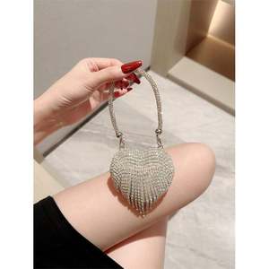 Herzförmige Clutch Strass Abendtaschen für Damen Frauen Abschlussball Gold Kristall Handtasche - Product Image 2