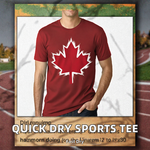 T-shirt à manches courtes rouge pour homme avec imprimé feuille d'érable canadienne blanche, col rond décontracté, coupe jersey - Product Image 2