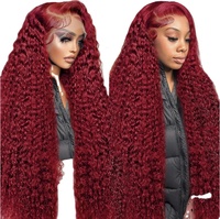 Perruques à fermeture frontale 99J bordeaux transparentes, sans colle, en cheveux humains vierges, lisses, haute densité, longues
