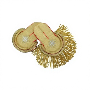 Épaulettes brodées réutilisables de haute qualité à coudre, en tissu toile blanc et argenté, avec franges magnétiques, personnalisables pour la marche. - Product Image 1