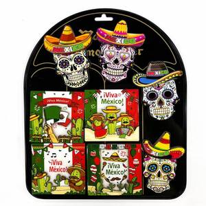 Imán de Madera Personalizable de Madrid, Recuerdo Turístico Ecológico, Calavera Mexicana Art Deco, para Refrigerador, Hecho a Mano en México - Product Image 1