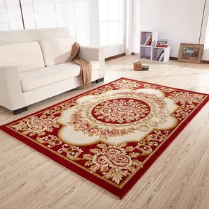 3D印花簇绒地毯设计师大尺寸中亚风格定制地毯客厅花卉地毯