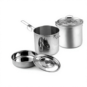 Boîte Tiffin en acier inoxydable Boîte à lunch portable et ensemble de vaisselle pour porte-aliments pour pot à main et stockage de repas - Product Image 1