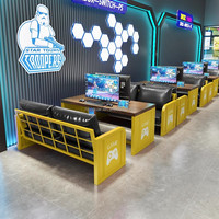 Meja Gaming Dua Kursi dengan Bangku, Set Meja Gaming Bergaya Arcade Tugas Berat untuk Warnet & Ruang Game