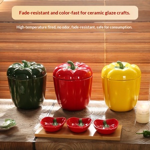 Ensemble pour enfants en céramique émaillée colorée, durable, de style pastoral, motif végétal, frais et adorable, fabriqué directement en usine, cuite à haute température - Product Image 3