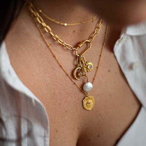 Collier pendentif europé<span class=keywords><strong>en</strong></span> américain <span class=keywords><strong>en</strong></span> or 18 carats Mini éléphant Lotus Love pour cadeau Four <span class=keywords><strong>en</strong></span> acier inoxydable Placage sous vide - Product Image 3