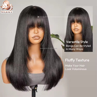 Perruque frontale en dentelle HD 13x4 à coupe dégradée avec frange, cheveux humains brésiliens vierges alignés sur les cuticules, perruque ultra-lisse en gros