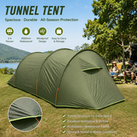 Tente tunnel de glamping de luxe, tente de camping spacieuse avec cheminée et système de ventilation au sol