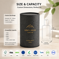 Emballage en tube de papier sur mesure, boîte cylindrique en carton rigide, boîte cadeau avec logo en feuille d'or pour flacon de parfum, huile essentielle, cosmétique