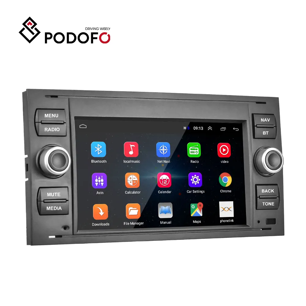 Автомагнитола Podofo, 7 дюймов, Android 9,1, GPS, Wi-Fi, BT, FM, для Ford/Connect/Fiesta/Transit/Focus (без can-шины)