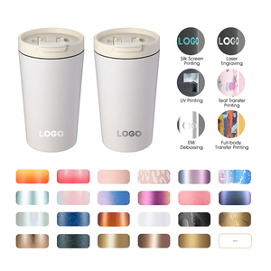 Custom Logo Leakproof Double Wall <strong>Reusable</strong> <strong>Cup</strong> Stainless Steel 14oz Insulated Iced Coffee Mug with Flip Lid - Product Image 5