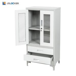 Gabinetes de acero personalizados de fábrica, puerta de vidrio abatible, gabinete de oficina de Metal, diseño moderno, gabinete de almacenamiento de archivos de oficina ajustable - Product Image 2