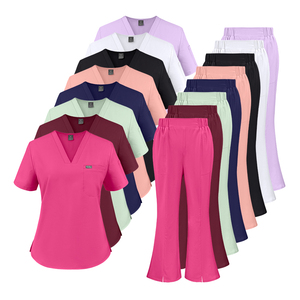 Ensemble de pantalons médicaux pour femmes Niaahinn, <span class=keywords><strong>blanc</strong></span>, extensible, respirant, tissu peigné doux, polyester/spandex, sur mesure pour hôpital - Product Image 2
