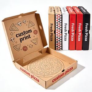 Caja de Papel para <span class=keywords><strong>Pizza</strong></span> con Logotipo Personalizado, Kraft Corrugado, Cartulina Blanca, con Laminado Brillante o Mate - Product Image 1