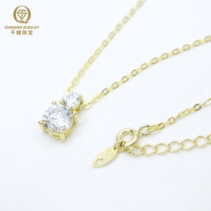 Collana con Pendente a Catena a Onda in <span class=keywords><strong>Argento</strong></span> <span class=keywords><strong>925</strong></span> Originale con Moissanite Taglio Brillante Certificata, Placcata Oro/Oro Rosa/<span class=keywords><strong>Argento</strong></span> - Product Image 5