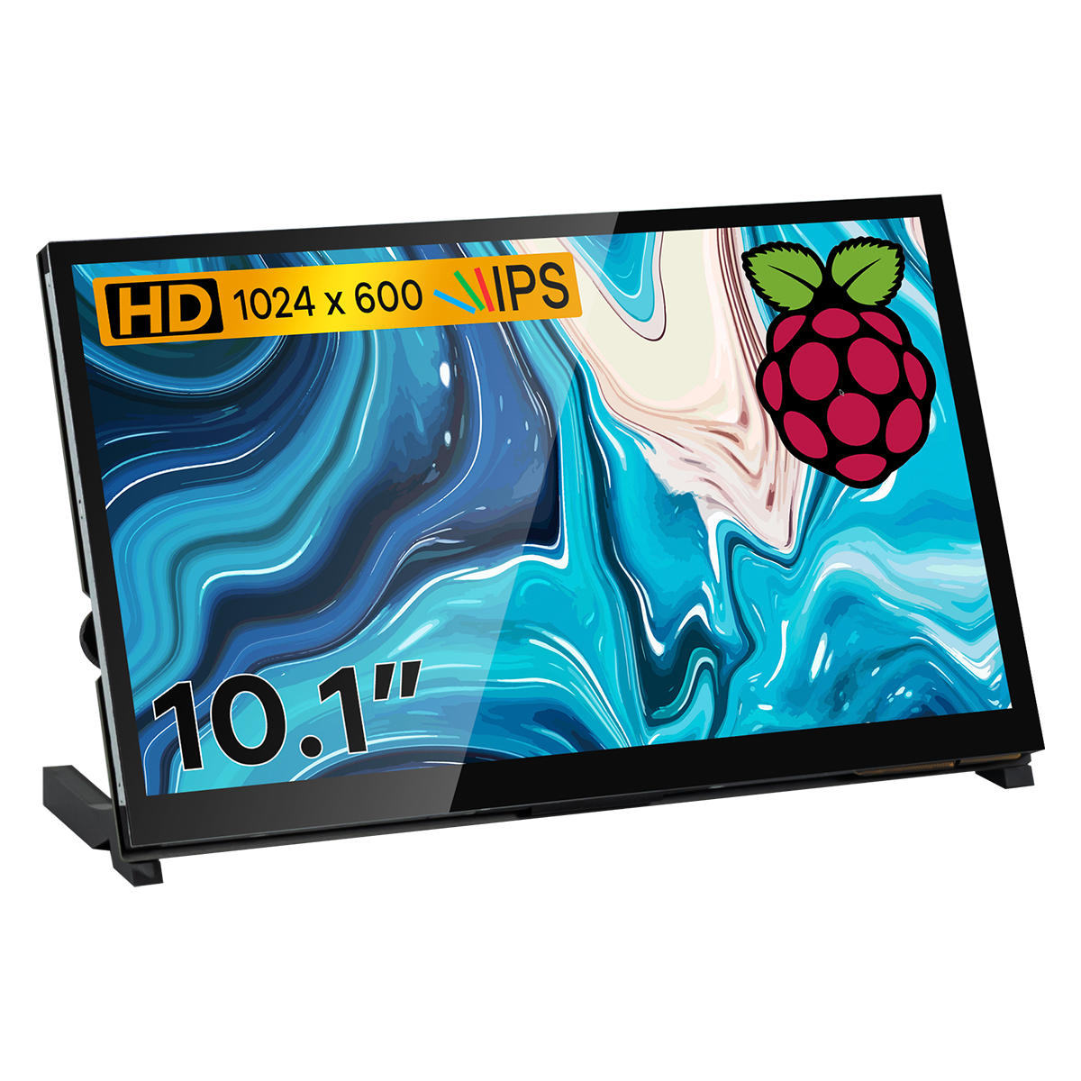 RPI 4モデルB10.1インチタッチスクリーン1024x600 IPS LCD、Raspberry Pi 3B/PC/Raspberry Pi4用の2つのスピッカーディスプレイホルダー付き