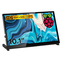 RPI 4 Model B 10.1 inç dokunmatik ekran 1024x600 IPS LCD 2 Speackers ekran + tutucu ile ahududu Pi için 3B +/PC/ahududu Pi 4