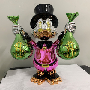 Statue en résine personnalisée Donald Duck et Scrooge McDuck, personnage de dessin animé célèbre, avec sac d'argent, thème millionnaire, pour les amateurs d'art, peinte à la main - Product Image 1