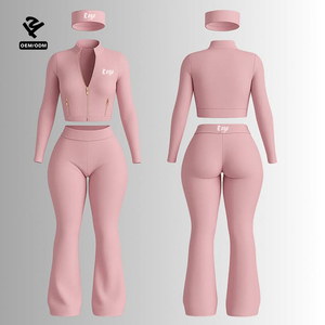 Ensemble de survêtement d'hiver pour femmes Y2k avec logo personnalisé, veste zippée intégrale, pantalon évasé, 2 pièces, vêtements de <span class=keywords><strong>sport</strong></span> pour femmes, ensembles de fitness pour la salle de <span class=keywords><strong>sport</strong></span> - Product Image 4