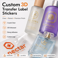 Autocollants transparents personnalisés en 3D avec logo, étiquettes UV DTF pour bouteilles, gobelets et emballages, impression OEM imperméable