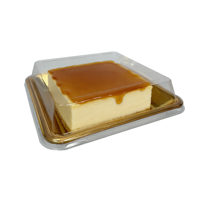 Plateau à dessert en plastique avec couvercle transparent, plateau à apéritif doré, plateau jetable pour pain, croissant, caramel, gâteau au fromage