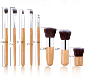 11 Pieces Makeup Brush <span class=keywords><strong>Set</strong></span> Bambu Maquiagem Escova Único Hot Selling Logo Custom Bamboo Handle Mini Bamboo Opp Bag Cabelo Sintético - Product Image 2