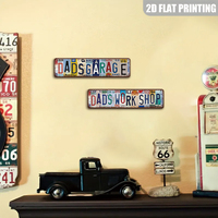 Letrero Metálico Vintage con Collage de Letras 'Dads Workshop', Arte de Pared Retro Desgastado para Taller y Cuarto de Hombre