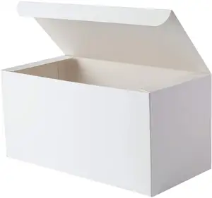 Rectangle White Kraft Gift Wrapping Paper Boxes with Lids for Party Supplies, Cupcake Containers, Wedding Favors