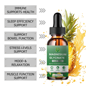 Gotas Líquidas de Glicinato de Magnesio de Marca Privada al por Mayor, 800 mg, Glicinato de Magnesio con Sabor Natural a Piña, Ayuda a Dormir - Product Image 3