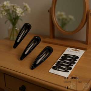 Hair <b>Clip</b> Black 3Pc Set Fashion Jewelry Hair Accessory - Product Image 3