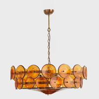 Lustre en verre de style Murano ambré, luminaire suspendu vintage moderne du milieu du siècle pour salle à manger, salon et hall d'entrée