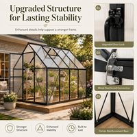 Serre de jardin 6x10 pieds avec porte verrouillable et aération de toit, serre d'hiver robuste à structure en aluminium pour l'extérieur