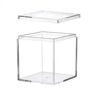 Clear Acrylic Plastic Square Cube Small Acrylic Box With Lid Storage Boxes Organizer Flower Acrylic Box For Sneakers
